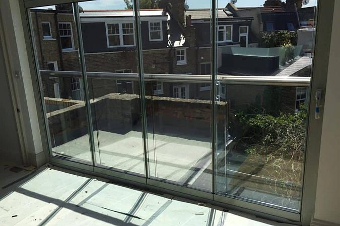 Internal view of doors and glass balustrade